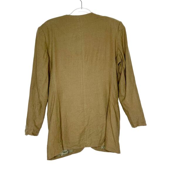 BOUTIQUE EUROPA Military Style Button Down Blazer Linen Blend Green Plus Size 14 - Picture 2 of 5